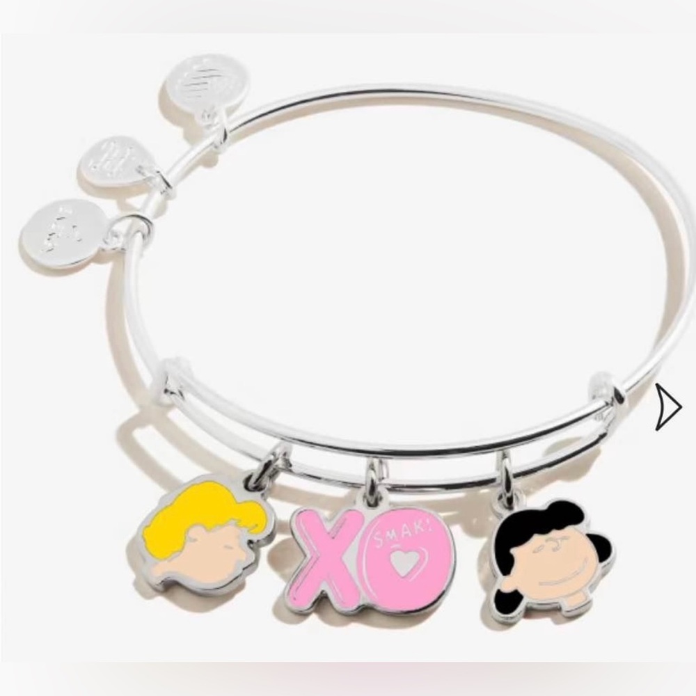 Alex and Ani Silver Bracelet with Pink XO Charm
